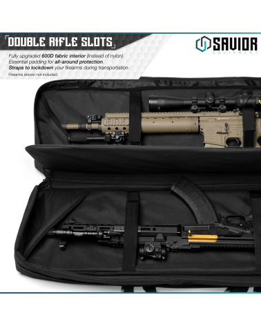 Sac Savior Urban Warfare 46 noir double rifle bag avec compartiments rembourrés pour transport sécurisé de carabines