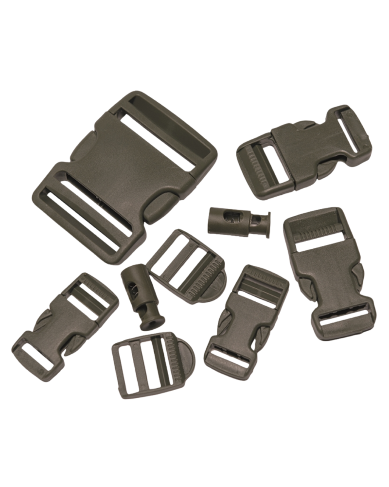 Set de boucles Mil Tec 9 pièces avec clips sangles 50 mm 20 mm boucles 25 mm et freins de cordon
