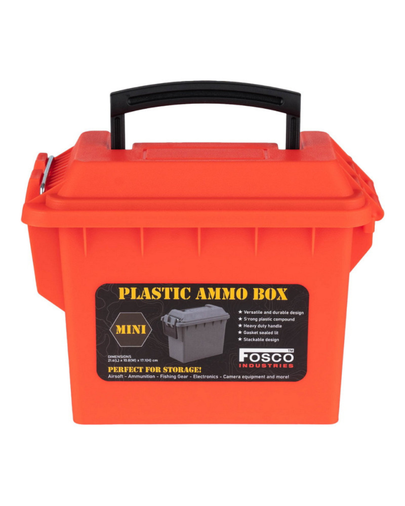 Boîte à munitions en plastique mini Fosco orange, étanche, résistante et haute visibilité