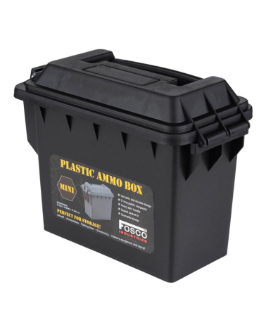 Boîte à munitions en plastique mini Fosco noire, étanche et robuste pour munitions et accessoires tactiques