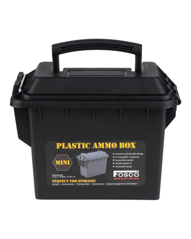 Boîte à munitions en plastique mini Fosco noire, étanche et robuste pour munitions et accessoires tactiques