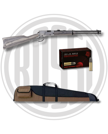 Pack carabine Rossi Rio Bravo Nickel 22LR bois lamine gris avec munitions Geco