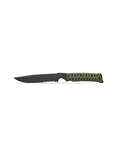 Couteau Wildsteer Wild Tech 4 XL kaki lame noire serration avec etui Kydex tactique
