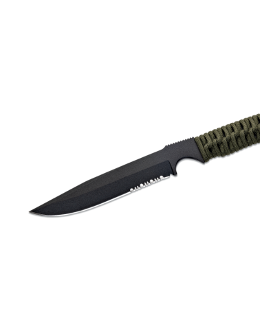Couteau Wildsteer Wild Tech 4 XL kaki lame noire serration avec etui Kydex tactique
