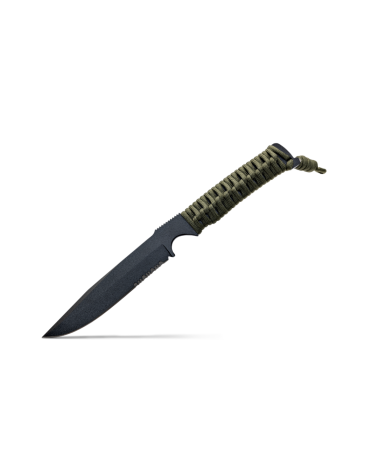 Couteau Wildsteer Wild Tech 4 XL kaki lame noire serration avec etui Kydex tactique