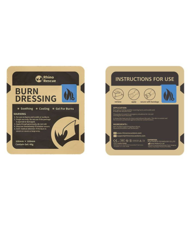 Pansement brulures Rhino Rescue 10x10 cm avec gel refroidissant sterile