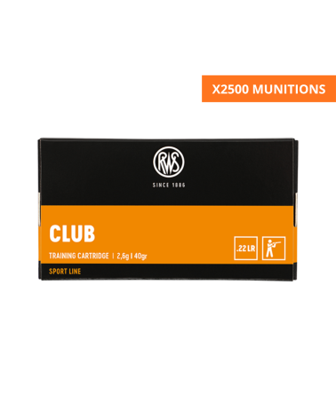 Carton RWS 22LR Club 40 grains LRN 2500 cartouches pour tir sportif et entrainement stand