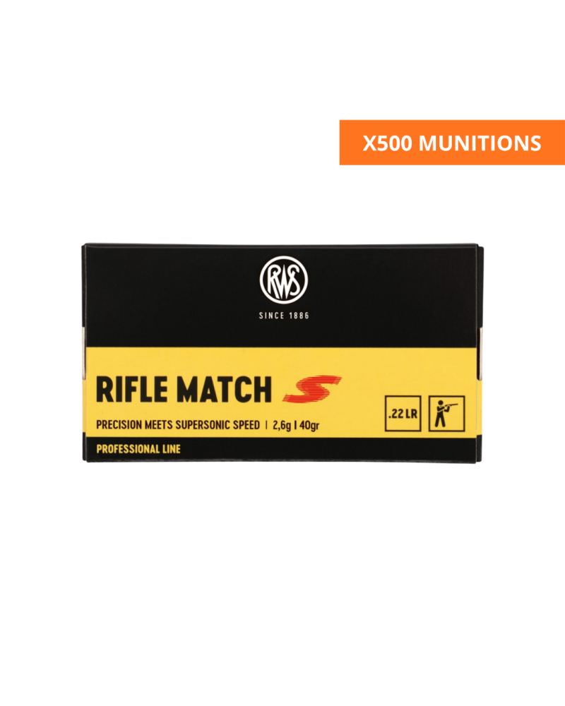 Boite de 500 cartouches RWS 22LR Rifle Match S 2.6 g pour tir sportif et competition precision