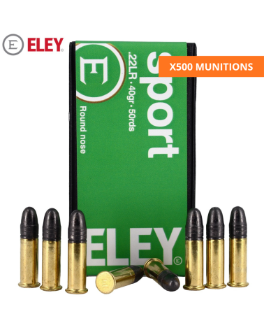Carton de 500 cartouches Eley 22LR Sport 40 grains pour tir sportif precision et entrainement intensif