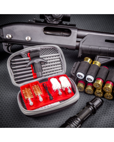 Kit de nettoyage complet conçu pour l’entretien des armes longues calibre 12 ou 20