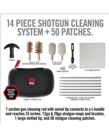 Kit de nettoyage complet conçu pour l’entretien des armes longues calibre 12 ou 20