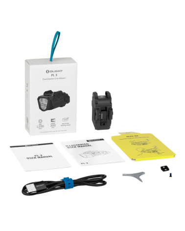 Lampe tactique Olight PL X 1200 lumens pour arme avec rail Picatinny rechargeable USB C