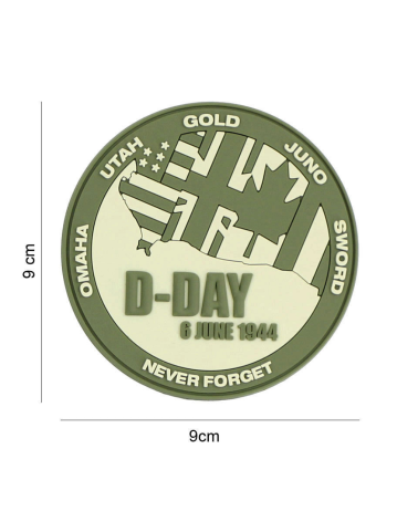 Patch 3D PVC D Day Never Forget vert 101 Inc avec fixation velcro tactique