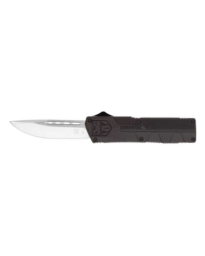 Couteau CobraTec Lightweight OTF noir lame D2 83mm ouverture automatique manche aluminium