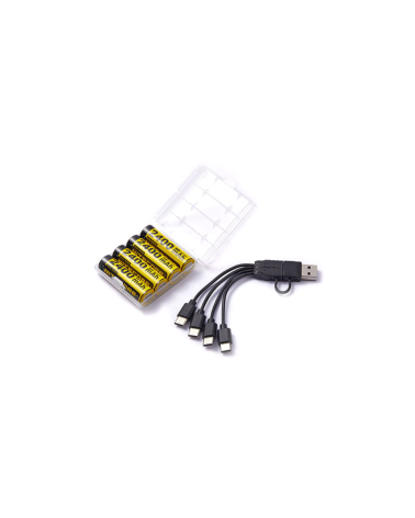 Pack batteries AA Nitecore NH2400 2400mAh USB C rechargeables x4 avec etui et cable