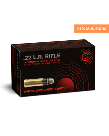 Boite de 500 cartouches GECO 22LR Rifle pour tir sportif entrainement et plinking