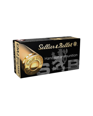 Boite de 50 cartouches Sellier Bellot 9x19 FMJ 124 grains pour tir sportif et entrainement pistolet