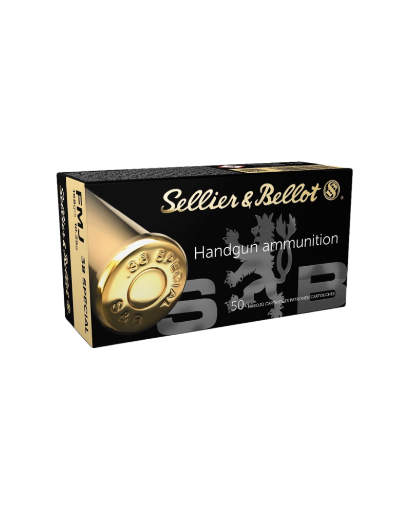 Boite de 50 cartouches Sellier Bellot 38 Special FMJ 158 grains pour tir sportif et revolver