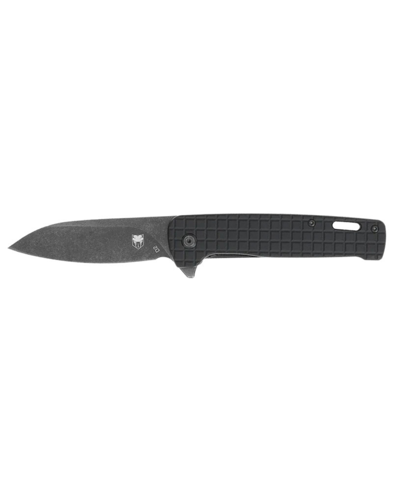 Couteau tactique Cobratec Black Rhino noir avec lame Sheep Foot en acier D2 et manche aluminium