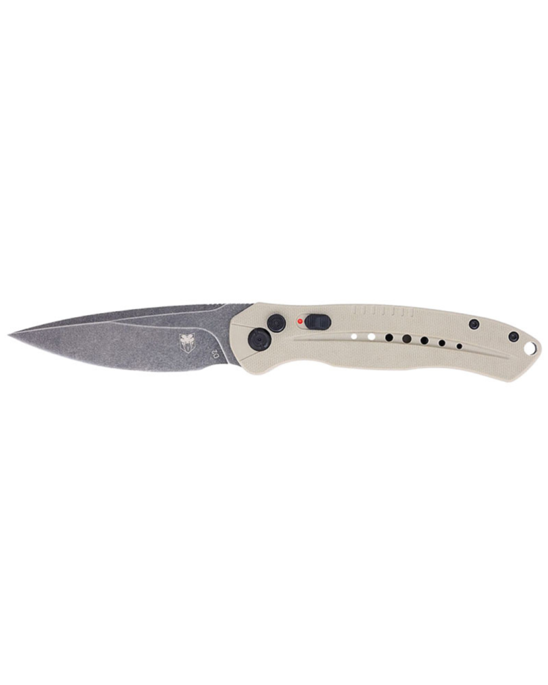Couteau tactique Cobratec Diablo Tan avec lame D2 stonewash et manche G10 tan
