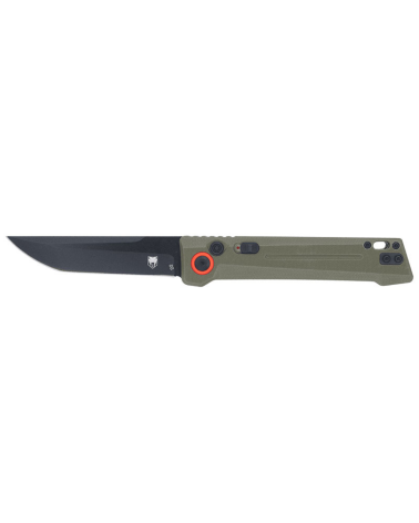 Couteau tactique Cobratec Inferno Green avec lame Tanto en acier D2 et manche G10 vert