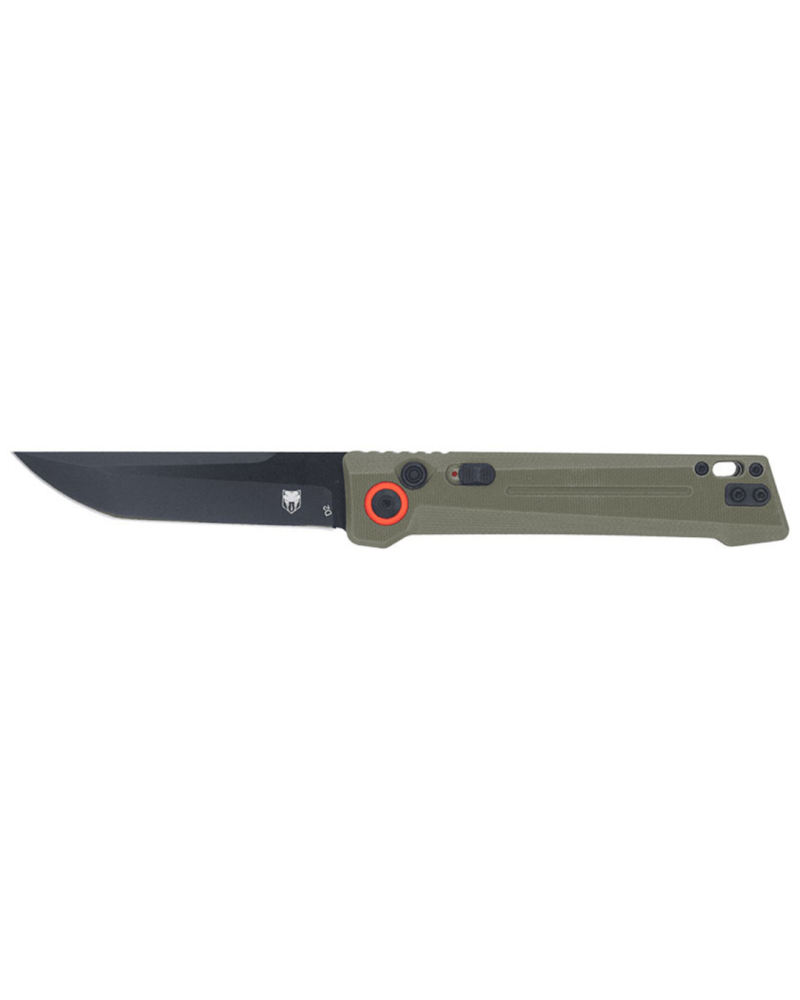 Couteau tactique Cobratec Inferno Green avec lame Tanto en acier D2 et manche G10 vert