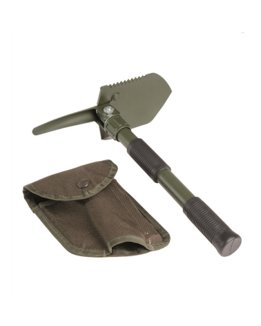Pelle pliable compacte Mil Tec avec lame acier carbone et etui polyester pour outdoor et survie