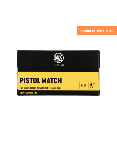 Carton de munitions RWS 22LR Pistol Match 40 grains subsoniques haute precision x2000