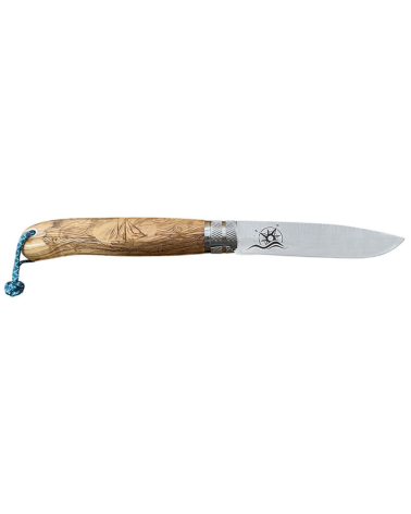 Couteau Opinel Zephyr Décalé Collection avec manche en olivier et lame drop point 90 mm