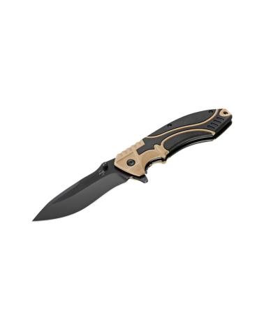 Couteau Böker Plus Advance Desert Pro avec finition tan desert et lame tactique pour EDC outdoor et utilisation professionnelle