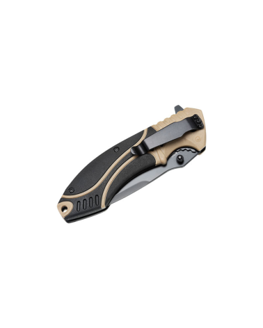 Couteau Böker Plus Advance Desert Pro avec finition tan desert et lame tactique pour EDC outdoor et utilisation professionnelle