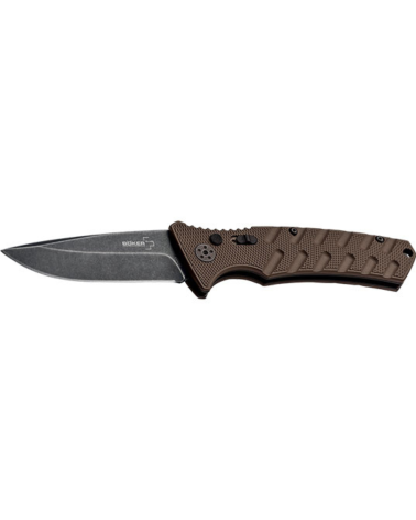 Couteau Boker Plus Strike Coyote Spearpoint automatique finition coyote usage tactique EDC et outdoor