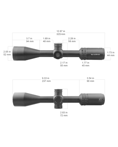 Lunette Vector Optics Hugo 3-12x44 SFP tube 25 4 mm reticule VOW 10BDC pour tir sportif et chasse petit gibier