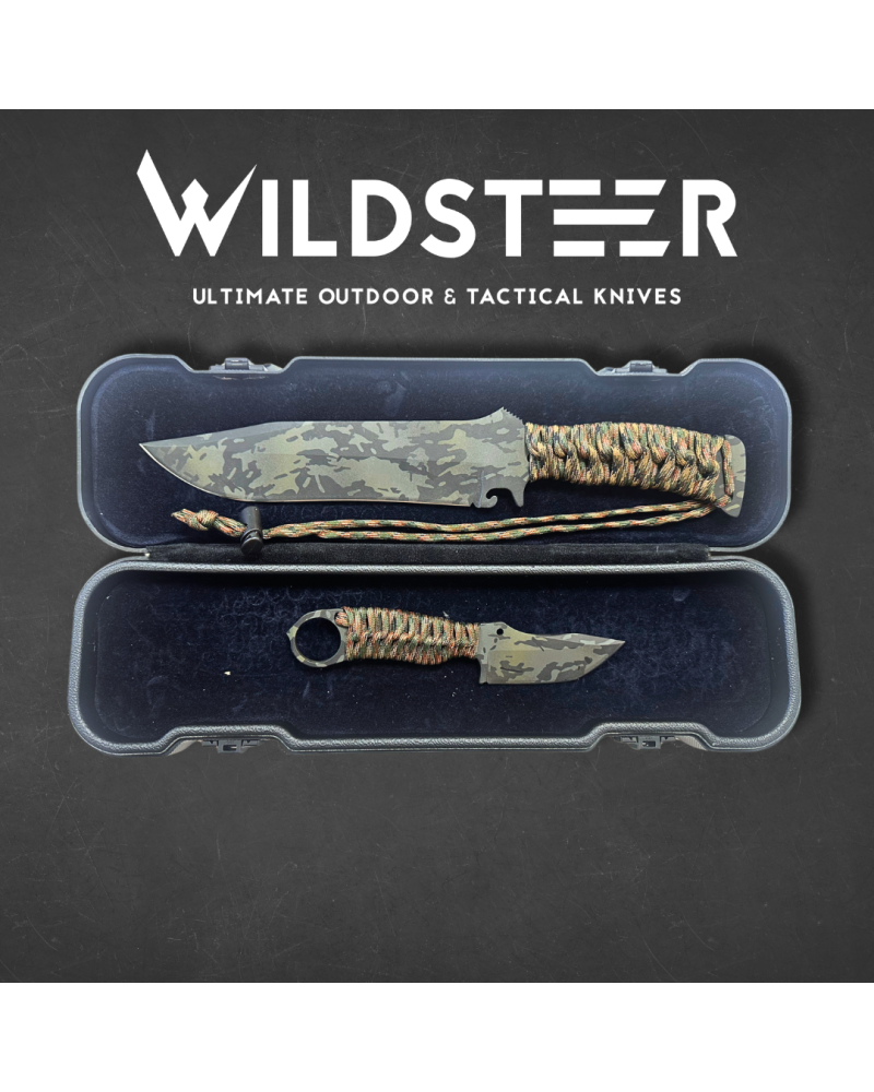 Coffret Wildsteer Bowie et Karlican Cerakote multicam pièce unique avec manches paracorde