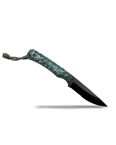 Couteau Wildsteer Troll Pakawood bleu lame noire 8,5 cm acier 14C28N Sandvik avec etui Kydex