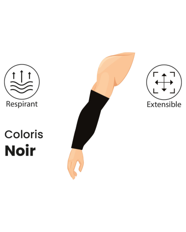 Paire de manchettes couvre tatouages noires Patrol Equipement respirantes avec bandes silicone anti derapantes