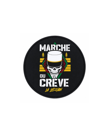 Patch rubber rond Opex Marche ou Crève Légion Étrangère avec fixation velcro pour équipement tactique et collection militaire