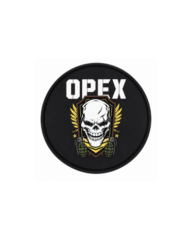 Patch rubber rond Opex Design N°02 avec fixation velcro pour équipement tactique sac veste et porte plaques