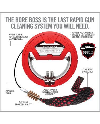 Câble de nettoyage Bore Boss Real Avid calibre 243 Winchester 260 Remington et 6.5 Creedmoor
