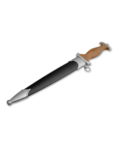 Dague Swiss Dagger Böker Germany avec lame fixe en acier C75 de 21,9 cm, manche en bois de cerisier et fourreau métallique