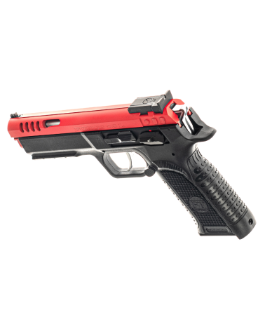 Pistolet Tanfoglio Force 22L calibre 22 LR avec culasse aluminium Cerakote rouge, canon Match de 132 mm