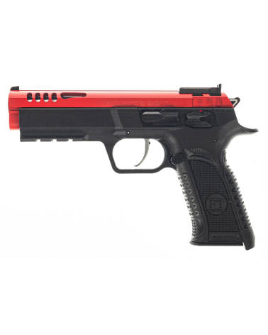 Pistolet Tanfoglio Force 22L calibre 22 LR avec culasse aluminium Cerakote rouge, canon Match de 132 mm