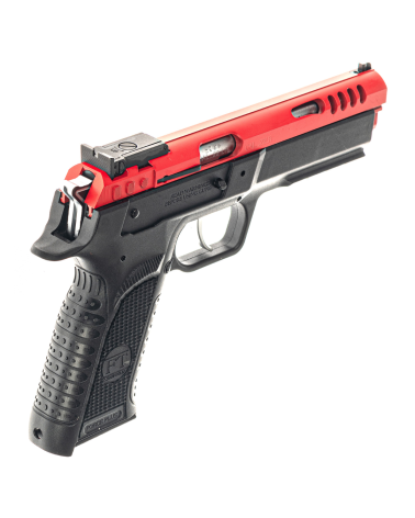 Pistolet Tanfoglio Force 22L calibre 22 LR avec culasse aluminium Cerakote rouge, canon Match de 132 mm