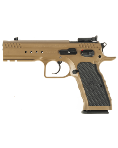 Pistolet Tanfoglio Heptagon Tactical calibre 9x19 avec canon bull barrel Lothar Walther compensé Reverse Crowning