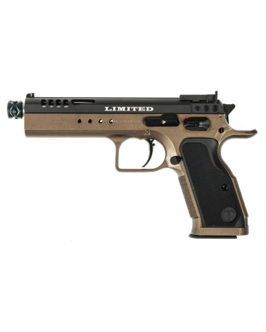 Pistolet Tanfoglio Limited 22LR Duotone avec canon Match fileté 147 mm, culasse aluminium aéronautique