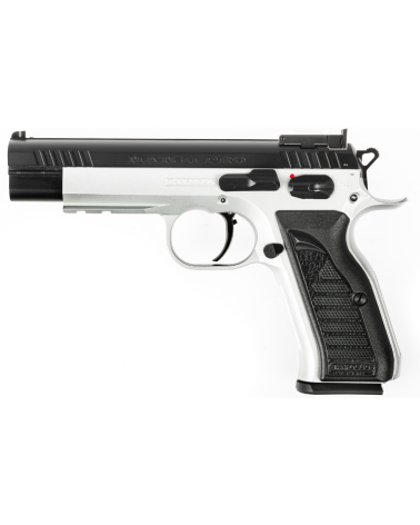 Pistolet Tanfoglio Match Pro 9x19 version 2026 noir avec carcasse acier, canon polygonal Bull Barrel Lothar Walther de 127 mm