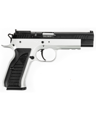 Pistolet Tanfoglio Match Pro 9x19 version 2026 noir avec carcasse acier, canon polygonal Bull Barrel Lothar Walther de 127 mm