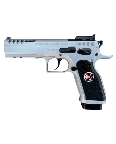 Pistolet Tanfoglio Stock Master Xtreme Optic 9x19 Hard Chrome avec culasse Optic Ready, interface multidot