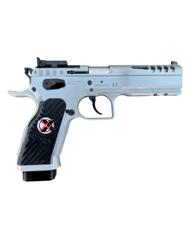 Pistolet Tanfoglio Stock Master Xtreme Optic 9x19 Hard Chrome avec culasse Optic Ready, interface multidot