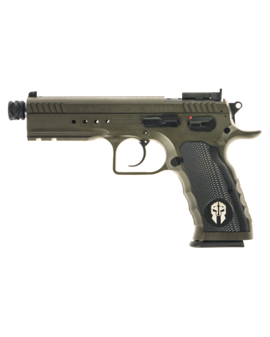 Pistolet Tanfoglio Tactical Pro 9x19 Green 2026 avec culasse Optic Ready, interface multidot, canon Match Polygonal Bull Barrel